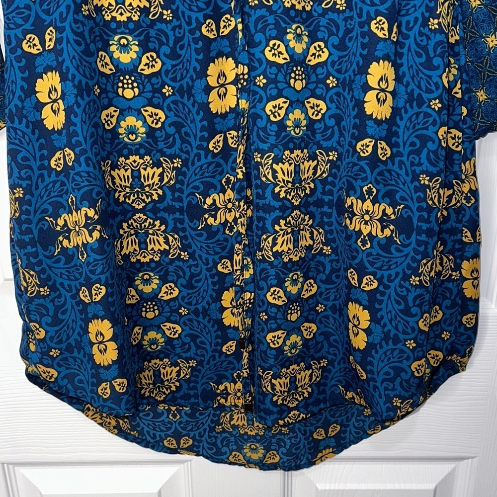 Altar'd State Blue and Yellow Floral Long Sleeve Dress - Picture 2 of 7